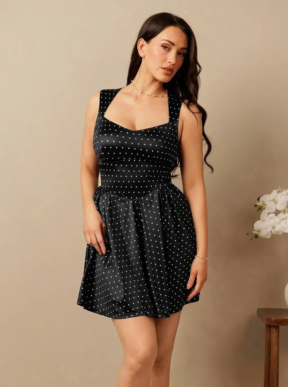 POPILUSH Sweetheart Neckline Fit & Flare Mini Dress Polka Dot Sz S NWT {3F18}
